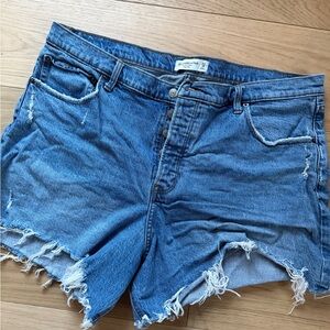 Abercrombie & Fitch Distressed Blue Denim Cutoff Shorts